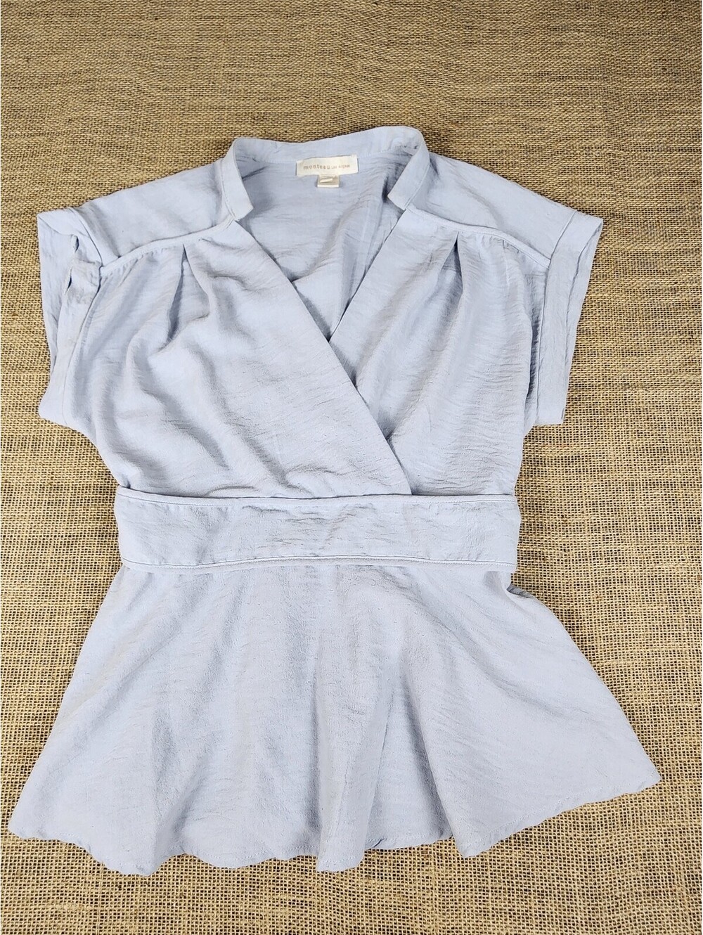 Light Blue Monteau Los Angeles Cap Sleeve Blouse XL